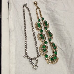 Vintage choker necklaces silver and gold 14”